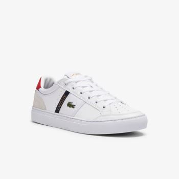 Lacoste Courtline Leather and Textile Sneakers - Tenisky Pánské Bílé / Béžový | CZ-n452QG